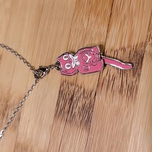 Honeysuckle Pink Kit-Cat Klock clock clip on charm necklace